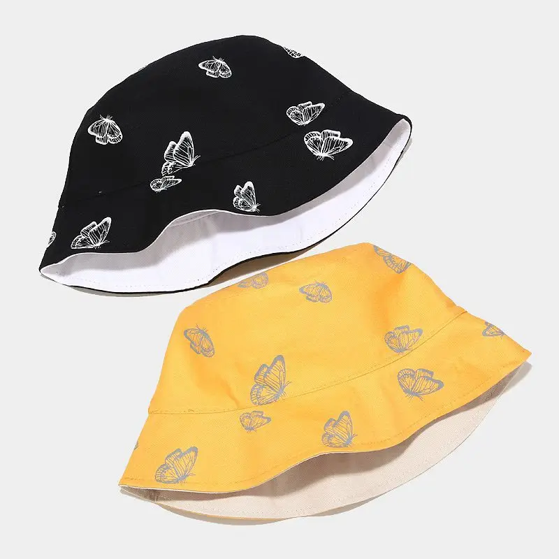 Летняя Панама для женщин с принтом бабочки кепки в стиле хип-хоп двухсторонняя