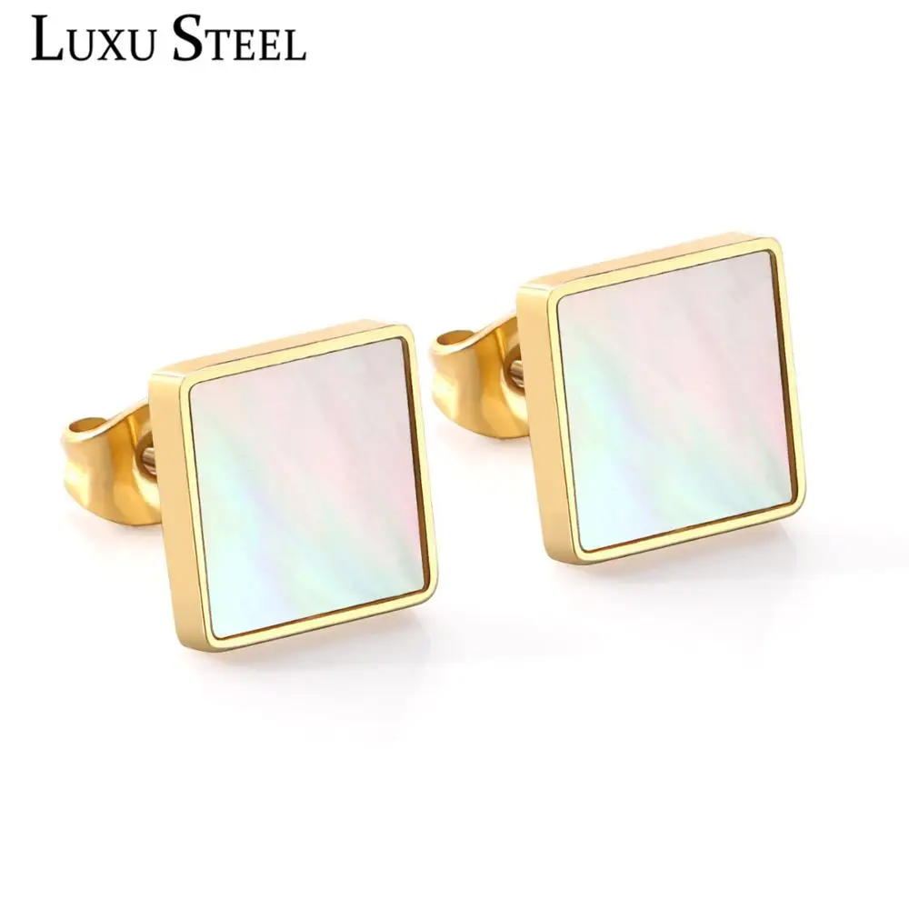 Роскошные высококачественные квадратные серьги гвоздики белого/черного цвета