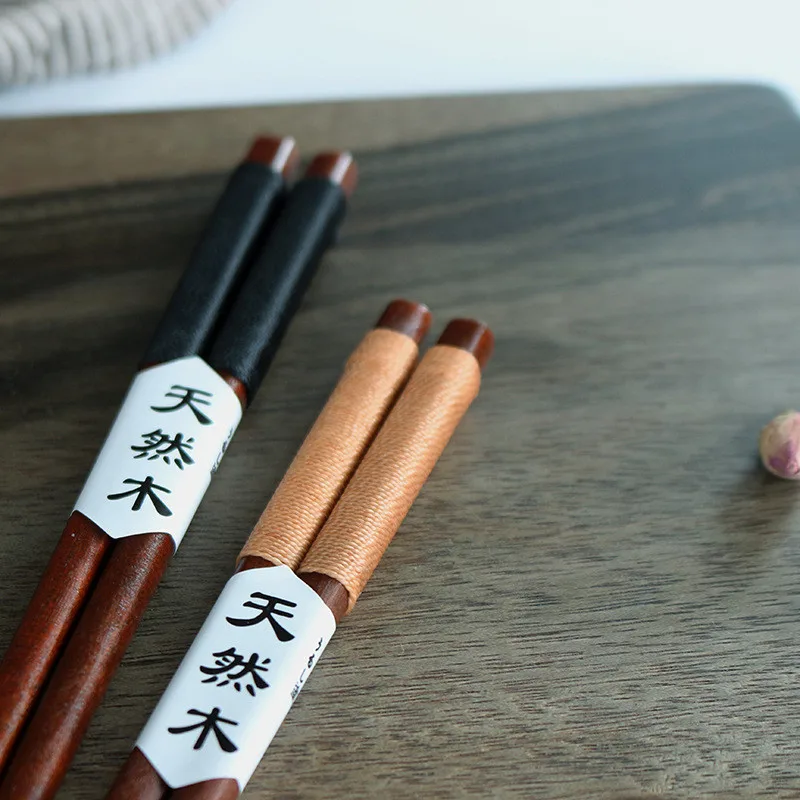 

2 Pairs Handmade Japanese Natural Chestnut Wood Chopsticks Set Value Gift Kitchen Accessories Dining Dinner Set New #763