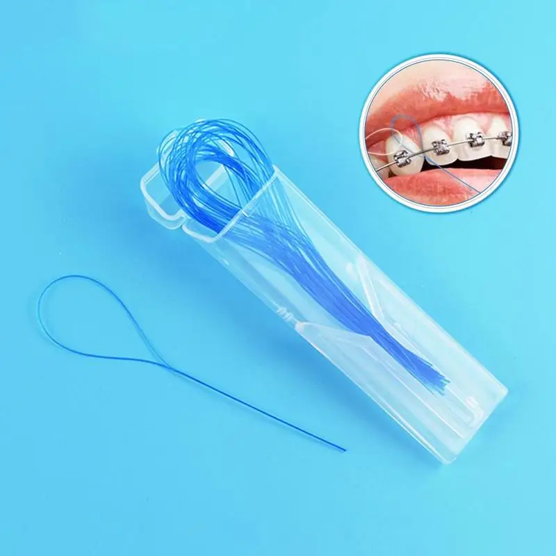 Цветной случайный стоматологический для ротовой полости нить Threader flossing игла игрушка износ свинцовые обручи для коррекции через свинцовые подтяжки стальная зубная тяга