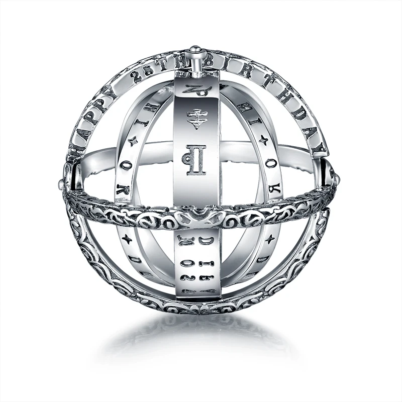 JrSr Новинка 100% Серебро 925 пробы кольца в виде астрономической сферы с созвездиями