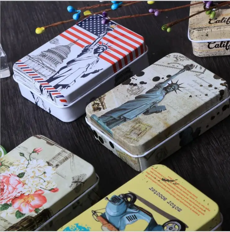 10pc/lot England Style Storage Tin Box Iron Case Chocolate Collect box Lipstick case Pill | Дом и сад