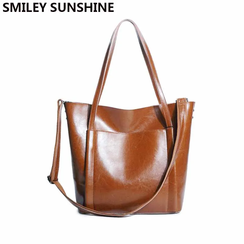 SMILEY SUNSHINE большая женская сумка через плечо из натуральной кожи Женская сумочка