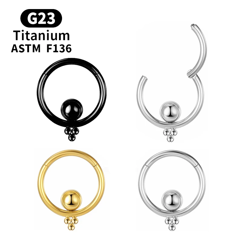 

G23 Titanium Helix Earrings Hoop Black Nose Ring Segment Clicker Hinged Septum Ear Cartilage Tragus Daith Lip Piercing Jewelry