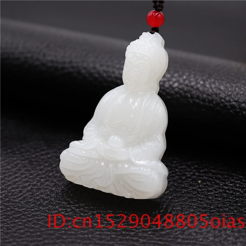 Ожерелье с подвеской в виде буддистского белого нефрита Женские китайские