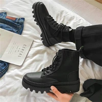 new martin boots men leather autumn winter casual shoes motorcycle lace up ankle boots man platform fashion black mid top boots
