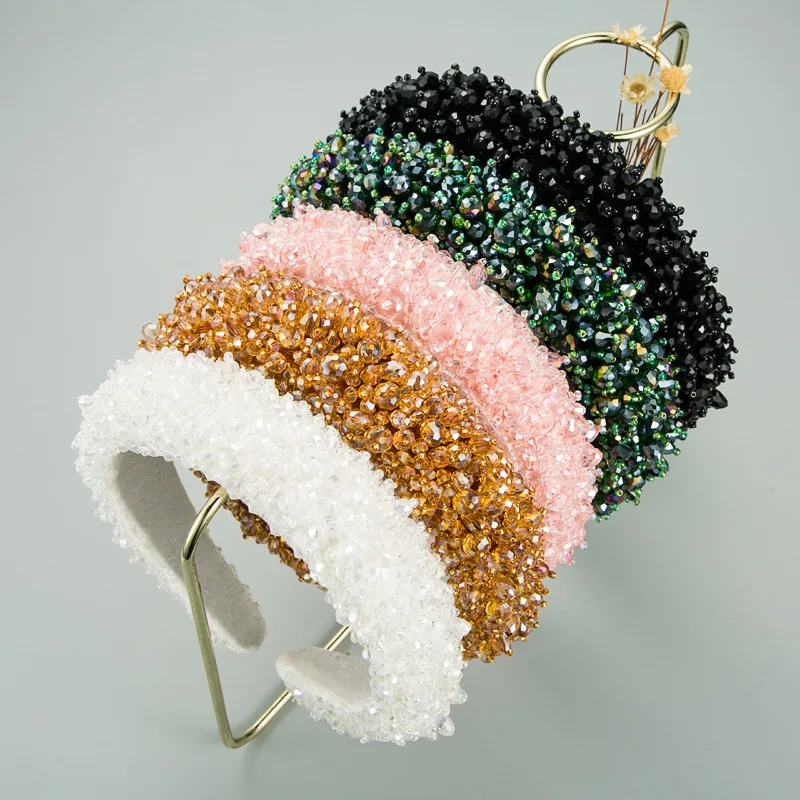 

2021 fashion new crystal hair accessories ladies summer baroque crystal luxury headband hand stitched full crystal headband