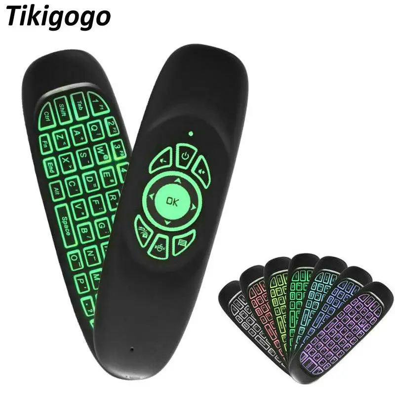 Tikigogo C120 подсветка 2,4G Беспроводная воздушная мышь мини клавиатура для Android Smart tv Box Windows компьютер ПК Пульт дистанционного управления