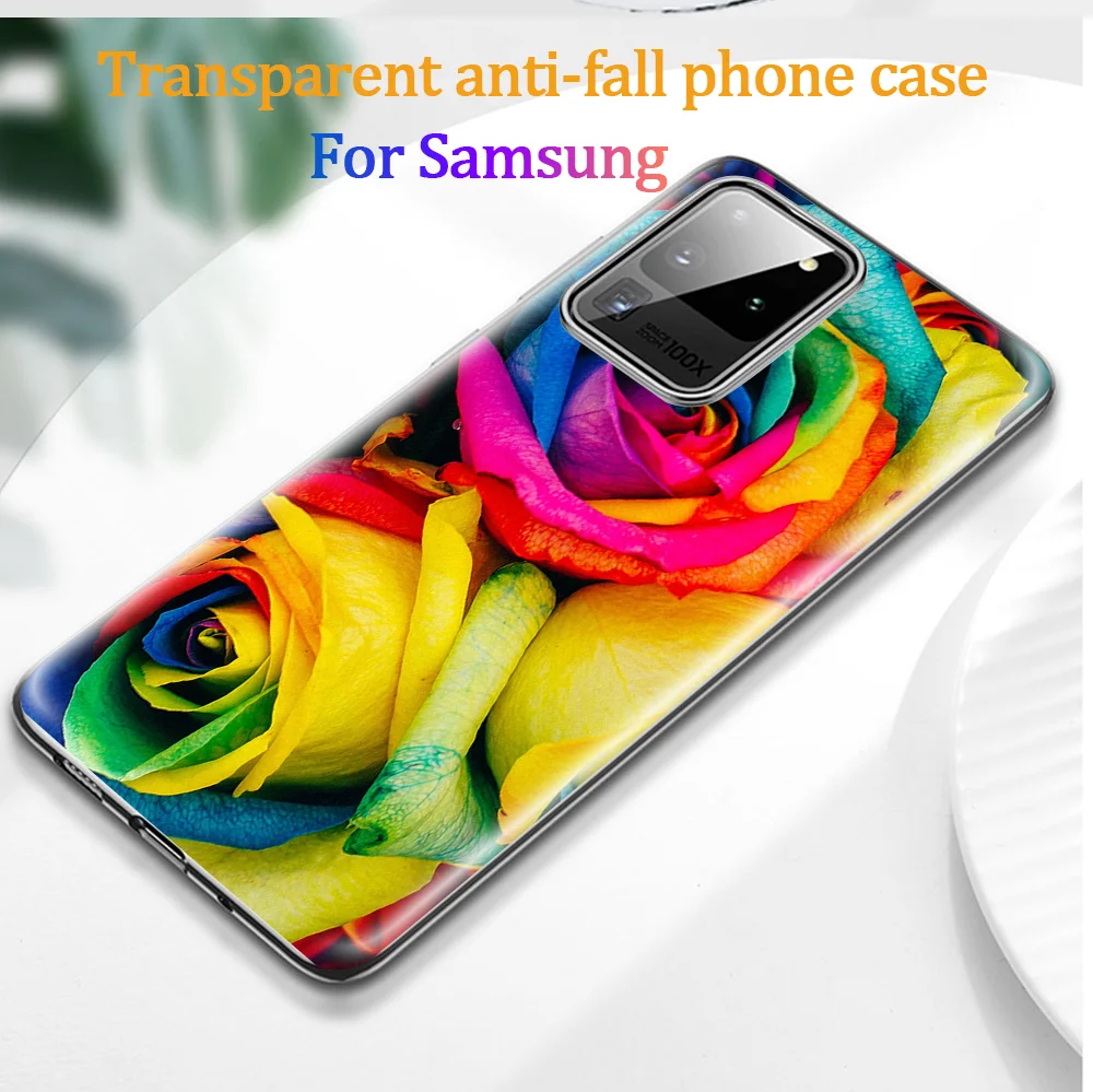 Чехол для телефона с цветочным рисунком розы мягкий чехол Samsung A51 A50 A71 A70 A20 A40 A20E S20