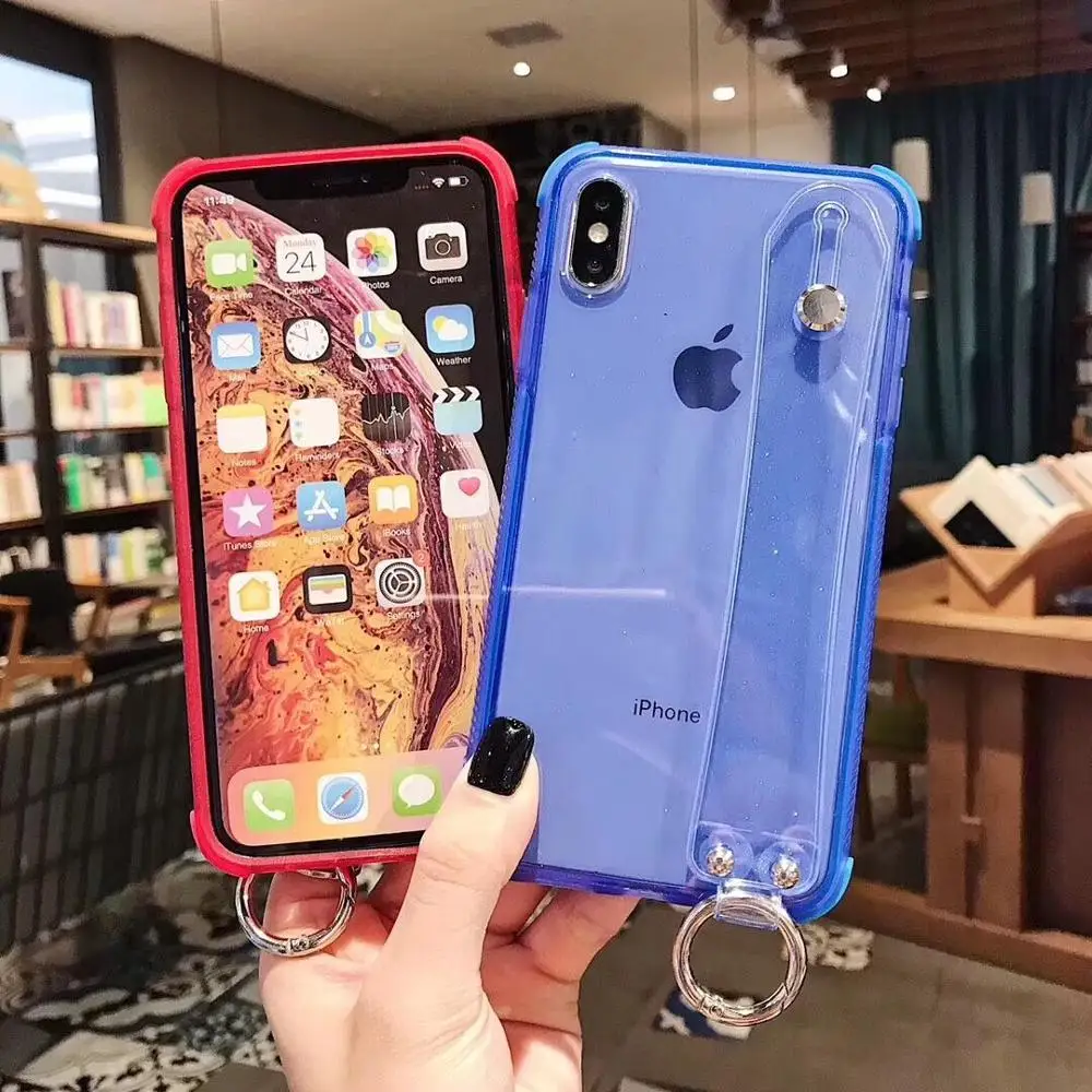 Роскошный lovecom Блестящий прозрачный браслет для ремня чехол для iPhone 11 Pro Max XR XS Max 6, 6 S, 7, 8plus X мягкий чехол-накладка для телефона