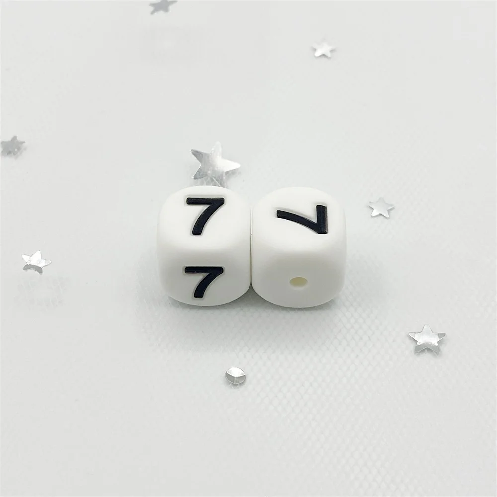 Бусины-прорезыватели силиконовые с арабскими цифрами кубики-цифры ожерелье для
