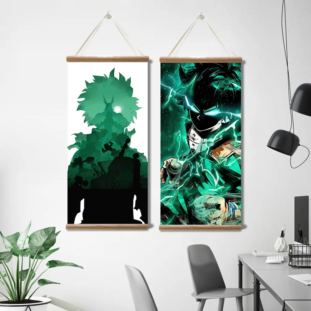 Плакат из японского аниме my hero academia Midoriya Izuku холст картины в свитке настенные для