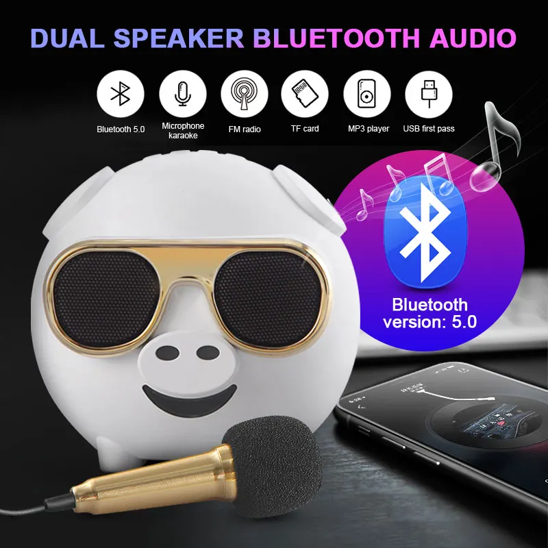 M60 Свинья Форма беспроводной Bluetooth Поющий динамик с микрофоном для караоке