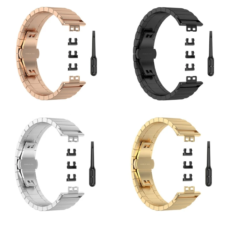 

Stainless Steel Watch Band Replacement Strap with Tool for -Huawei Watch Fit