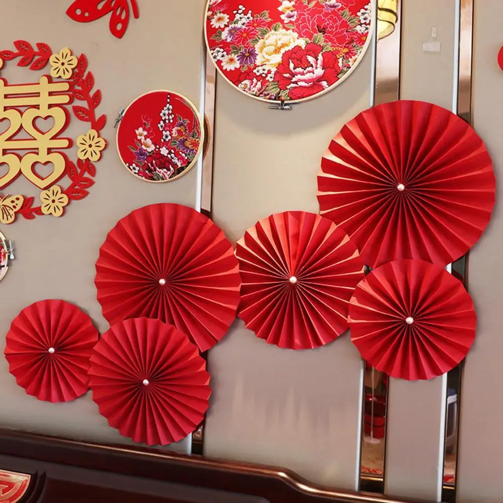 

Chinese Style Wedding Paper Fan Happy Valentine Day Party Home Wall Decoration