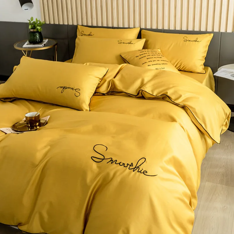 Высококачественный модный Комплект постельного белья из 4 предметов с вышивкой