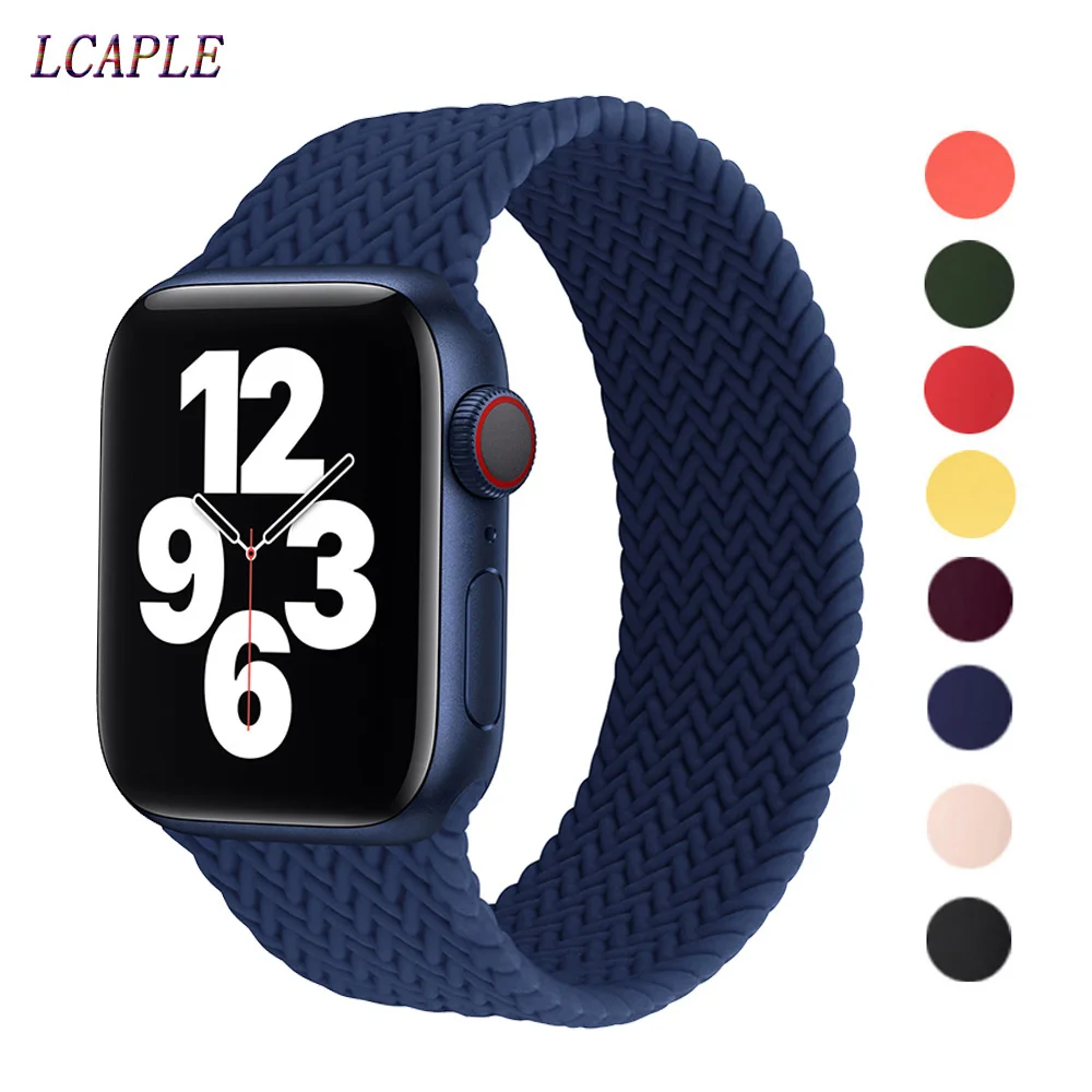 

Braided Solo Loop strap For Apple watch band 44mm 40mm Soft Elastic belt Silicone bracelet iWatch series 3 4 5 se 6 38mm 42mm