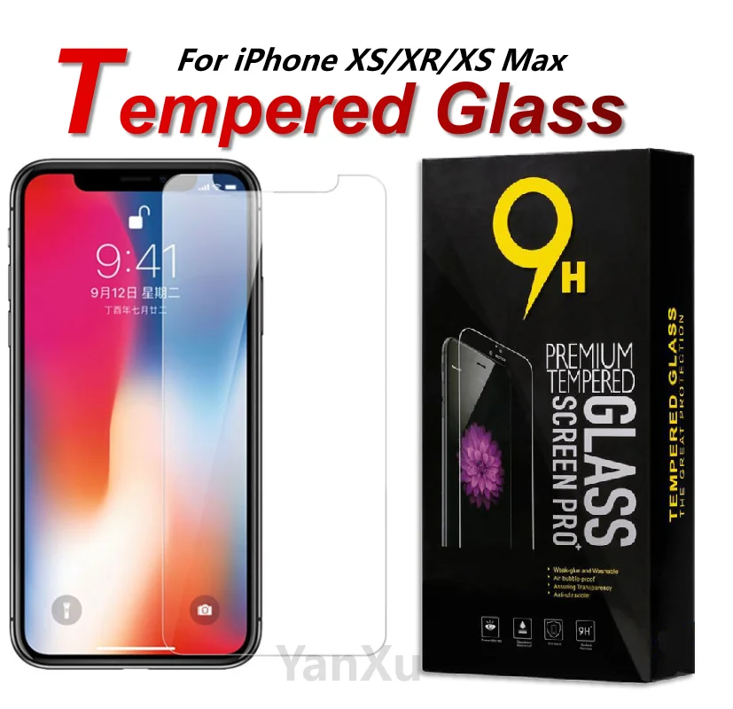 Защитное стекло закаленное для iPhone XR 11 Pro Max XS 7 8 6 6s Plus в розничной упаковке |