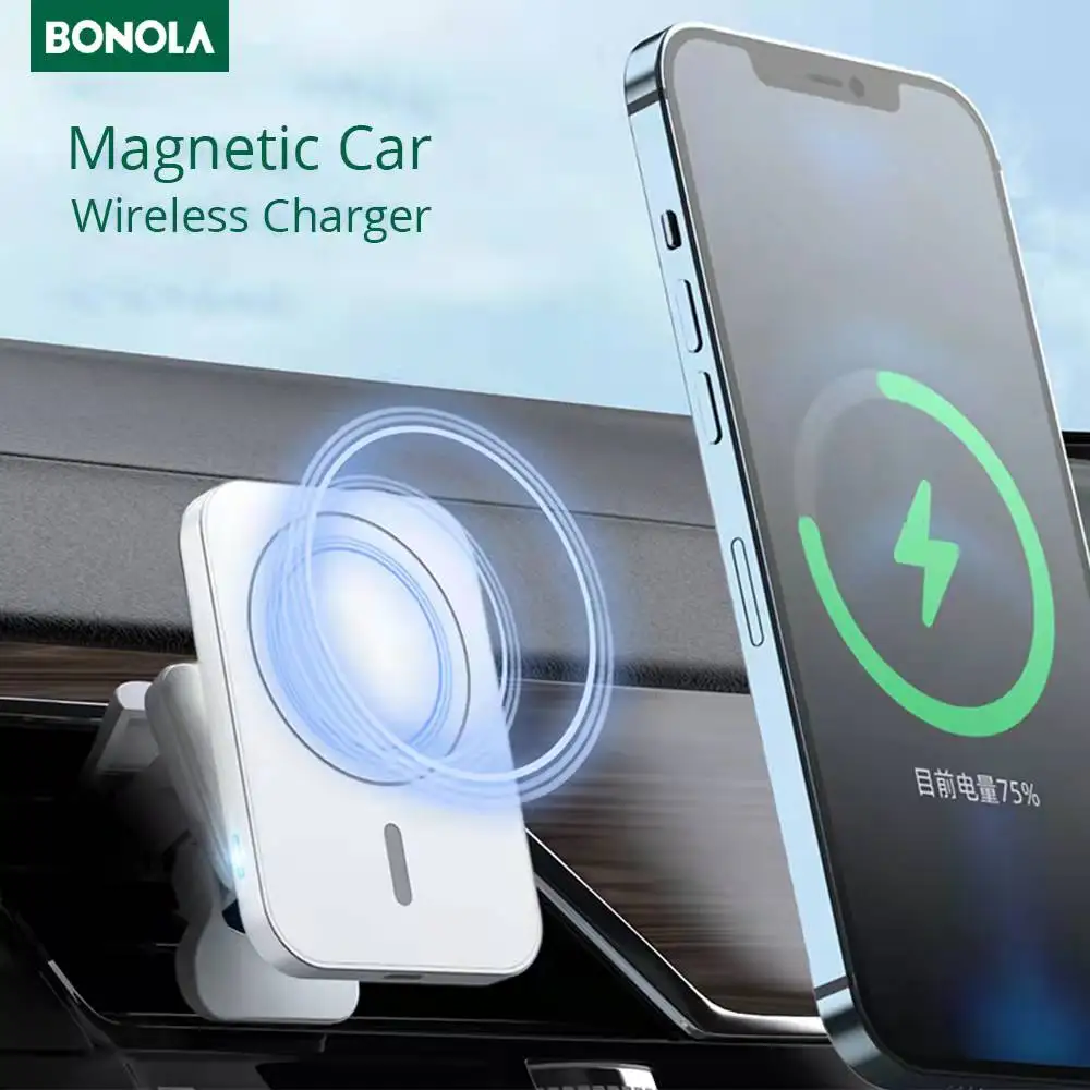 Bonola 15W Magnetic Car Wireless Charger Holder for iPhone 13 12 Pro Max Adsorption Chargers Magnet Charging Stand | Мобильные
