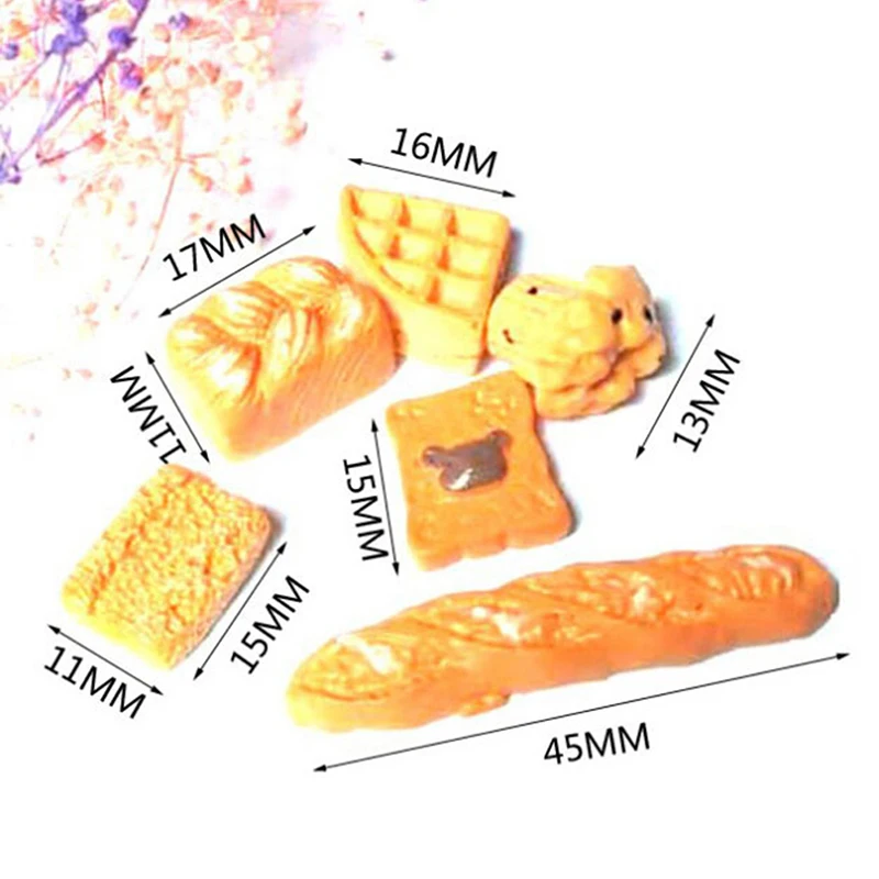 6Pcs/set 1:12 Bakery Bread Kitchen Food Items Miniature Vintage Accessories for Dollhouse Mini Artificial |