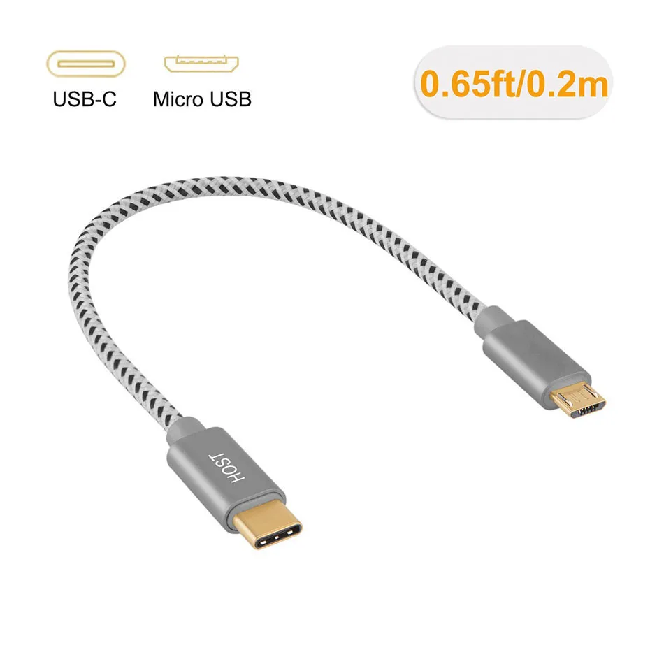 

Short Type C USB-C To Micro USB Cable 0.2m USB C to Micro USB OTG sync data charging cable for Samsung xiaomi macbook pro