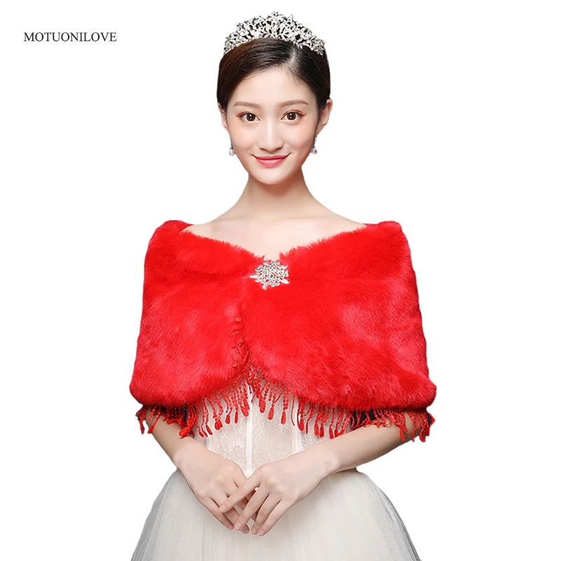 

Модная женская шаль из искусственного меха накидка для вечерние ринки зимняя Свадебная накидка с брошью меховой шарф палантин для свадебно...