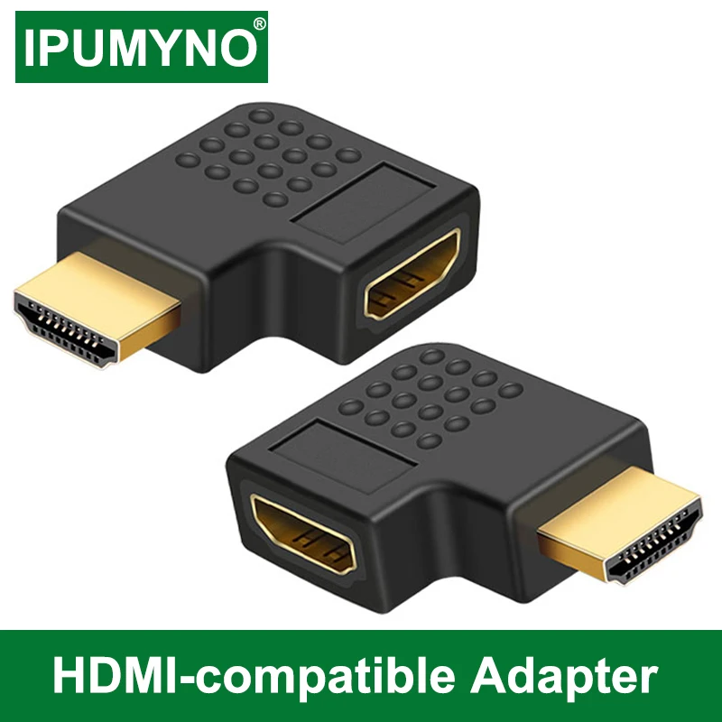 Adaptador macho a hembra compatible con HDMI, convertidor de 90 270 grados, derecho e izquierdo, para PS4 Projetor HDTV, Monitor de ordenador portátil y PC