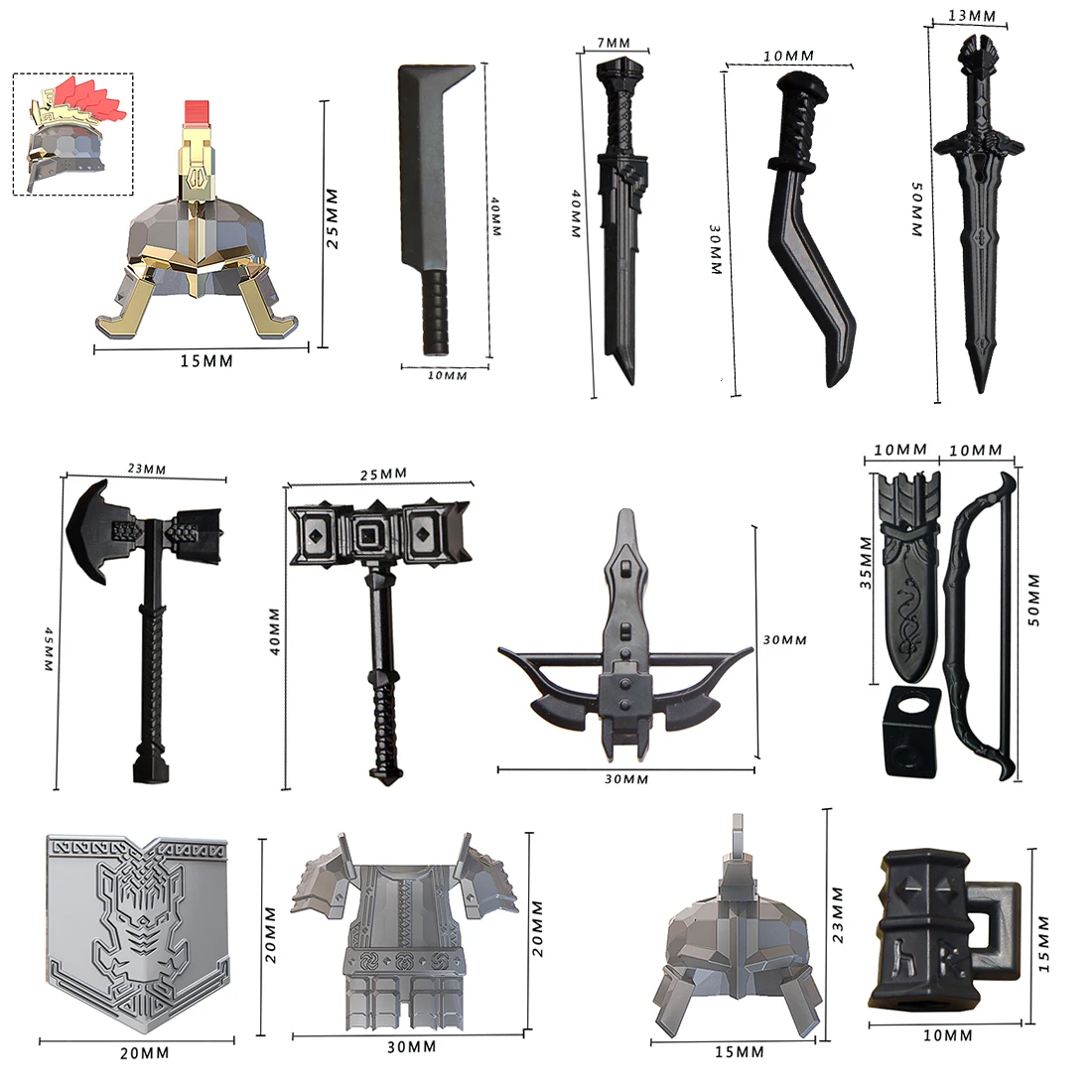 101Pcs Medieval Ancient Rome Egypt Style Building Block Figure Weapon Helmet Armor Kit (For All Small Particle Blocks ) | Игрушки и