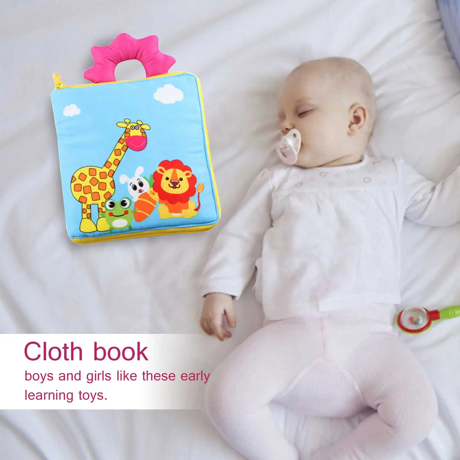 Детская тканевая книга с мультяшным рисунком для новорожденных развивающая