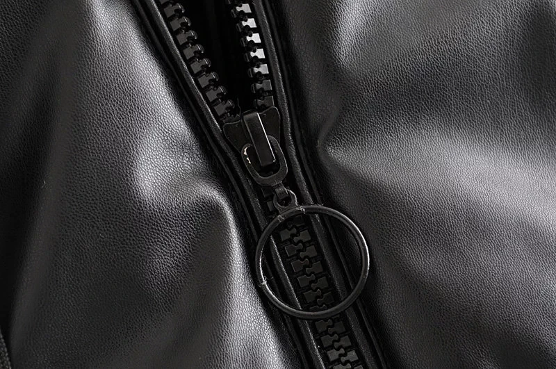 Модные черные парки из искусственной кожи женская зимняя куртка уличная одежда