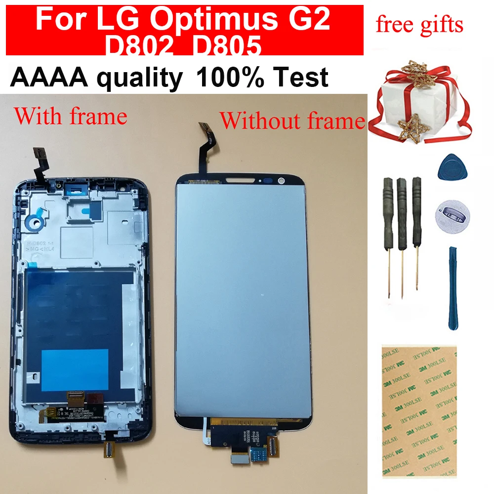 For LG Optimus G2 D802 D805 Touch Screen Digitizer Sensor Glass Panel + LCD Display Monitor Assembly Frame | Мобильные телефоны и