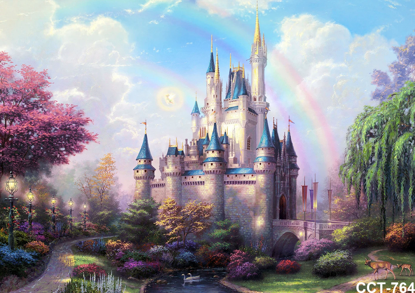 Cinderella Magic Castle Backgrounds for Photography Little Princess Rainbow Bridge Shade Trail Baby Shower Photography Photo enlarge