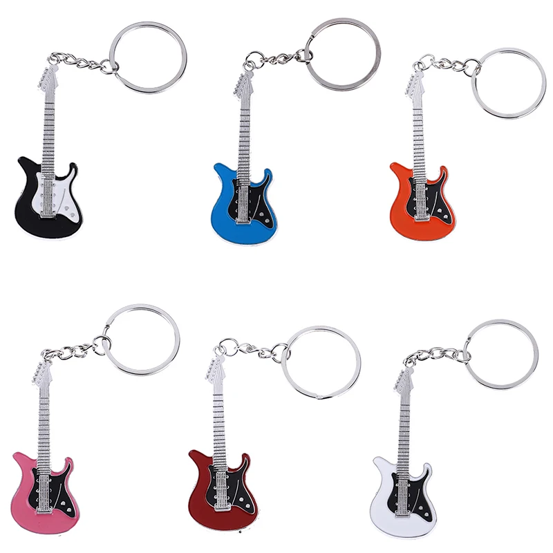 1pcs mini metall klassische elektrische gitarre keychain schlüssel auto kette gitarre schlüssel ring musical instruments anhänger f
