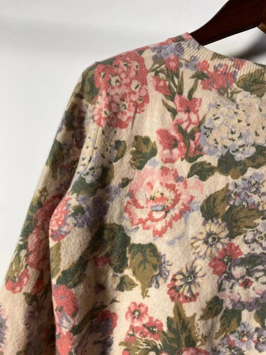 

Women Sweater Top Wool Blend Floral Printed O-neck Long Sleeve Vintage Ladies Knitwear Cardigan 2021 Autumn