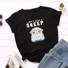 Женская футболка с изображением Овцы кавайная футболка в стиле Харадзюку 90-х симпатичная мультяшная футболка Ulzzang Grunge корейские топы Футболка женская