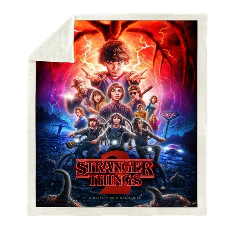 Одеяло для просмотра аниме странные вещи принт двойной бархат домашний диван