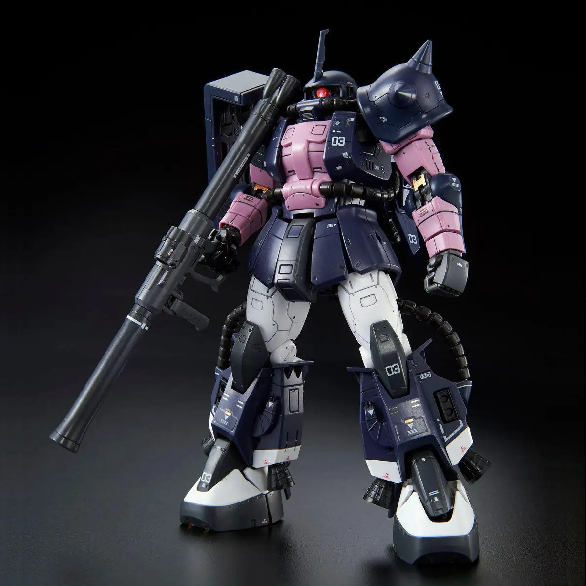 

Original Bandai Gundam Model PB RG 1/144 MS-06R-1A BLACK TRI-STARS ZAKU II Unchained Mobile Suit Kids Toys