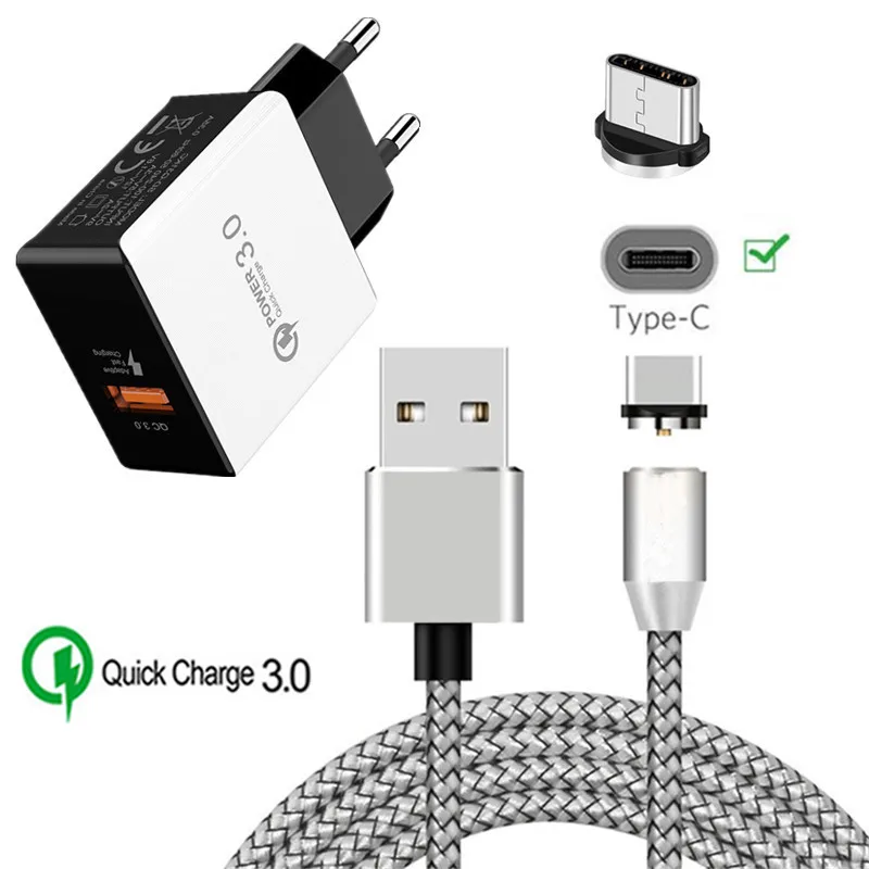 Магнитный usb-кабель QC 3 0 быстрая зарядка Type-C зарядный провод для Samsung galaxy A20 A30 A40 A50