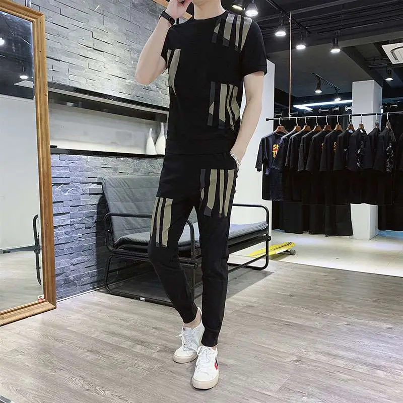 

Summer sportswear men's Korean fashion handsome men's short sleeve t-shirt men's casual sportswear summer clothes