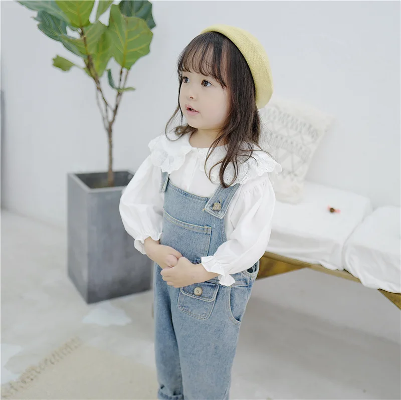 

Детский джинсовый комбинезон, 2021 новый весенний комплект одежды для маленьких мальчиков и девочек модные штаны с подтяжками детский комбин...