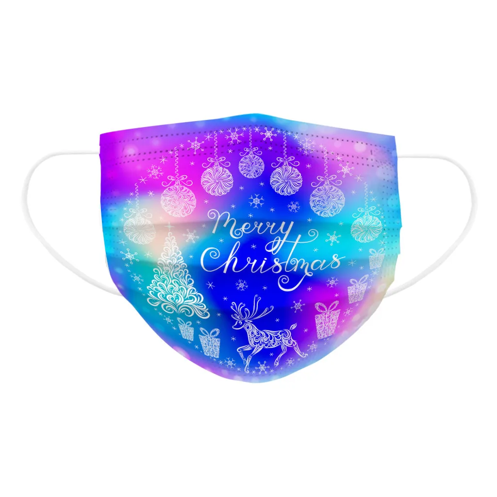 

Disposable 50PCS Non-woven Face Mask Fashion Christmas Unisex Adult Print 3Ply Ear Loop Mask Mouth Mask With Design Mascaras