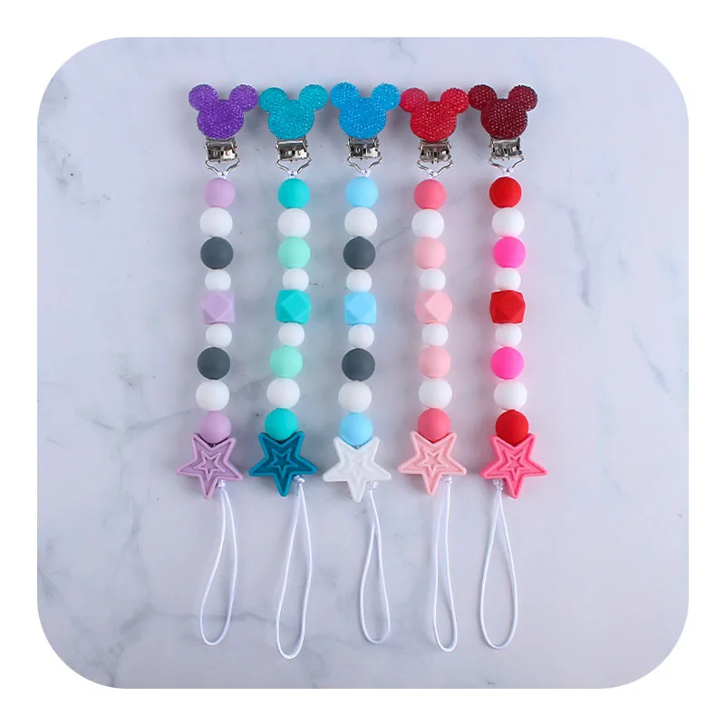 Chupete de beb&eacute; con Clip, soporte de cuentas molares de silicona, juguete de dentici&oacute;n, regalo de cumplea&ntilde;os para beb&eacute;-1