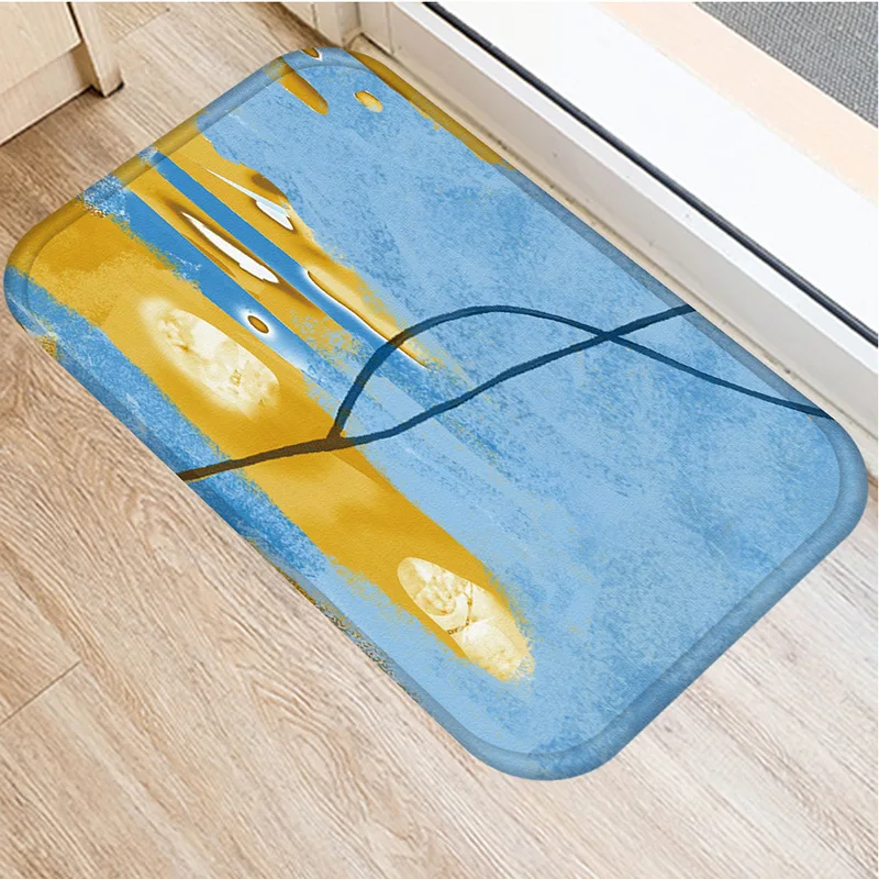 1 шт. Противоскользящий коврик с золотым и голубым цветочным узором дверные