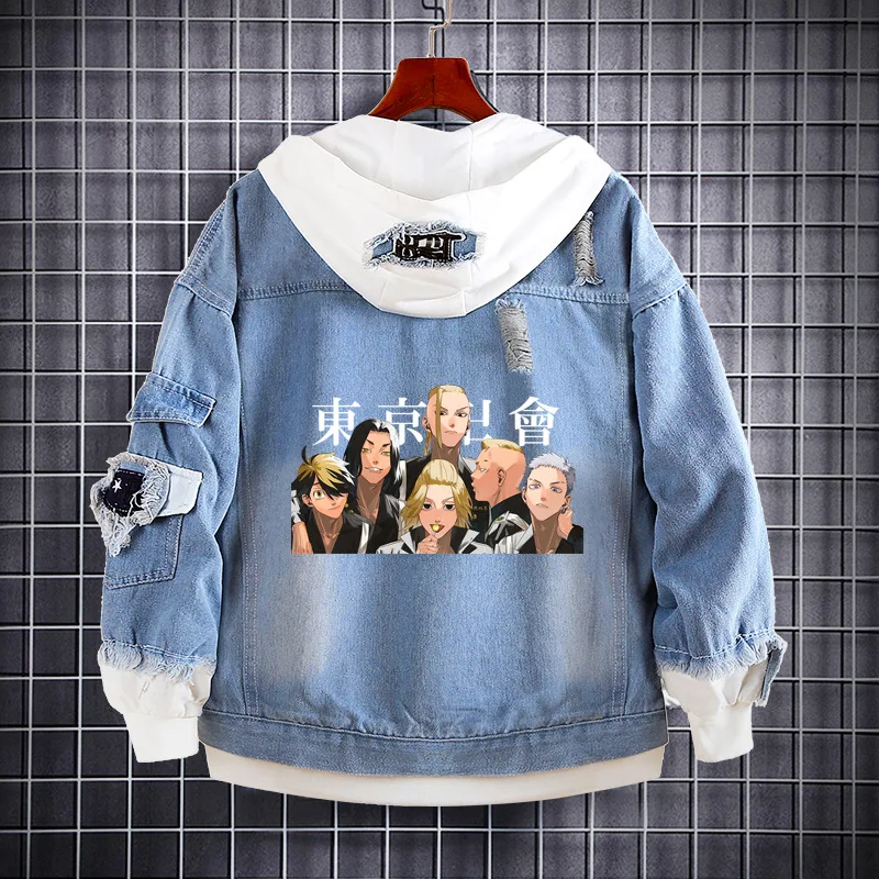 Джинсовая куртка с капюшоном Manjiro Sano теплая из денима для косплея верхняя одежда