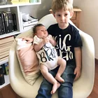 Футболка и комбинезон для мальчиков Big Bro Sis and Lil Bro Brother семейный образ белая Повседневная подходящая футболка Brother