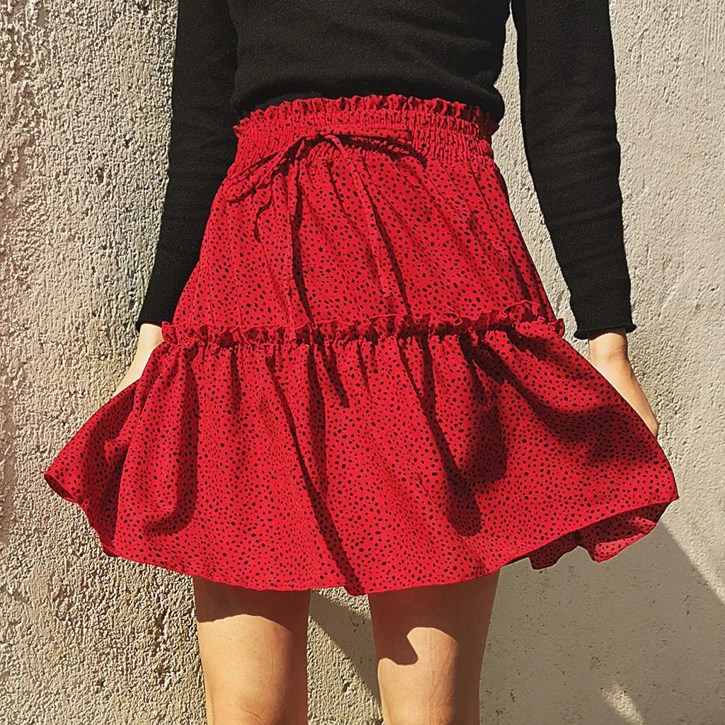 Женская Повседневная юбка в горошек богемная женская шифоновая плиссированная