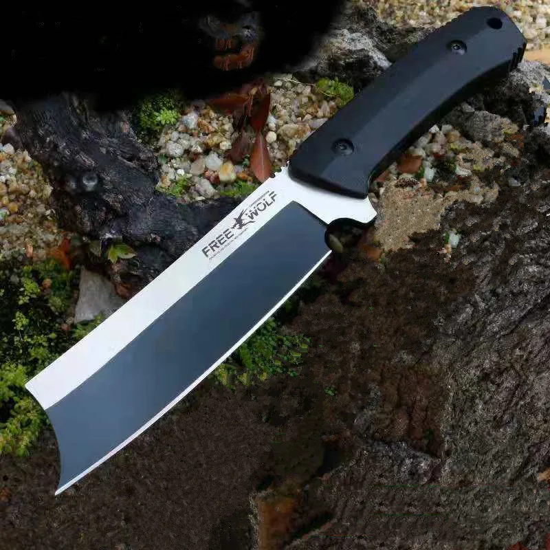 

FREE WOLF Outdoor Straight Knife 9CR18MOV High Hardness Blade Camping Survival Saber Sharp Hunting Knife Portable Chopping Knife