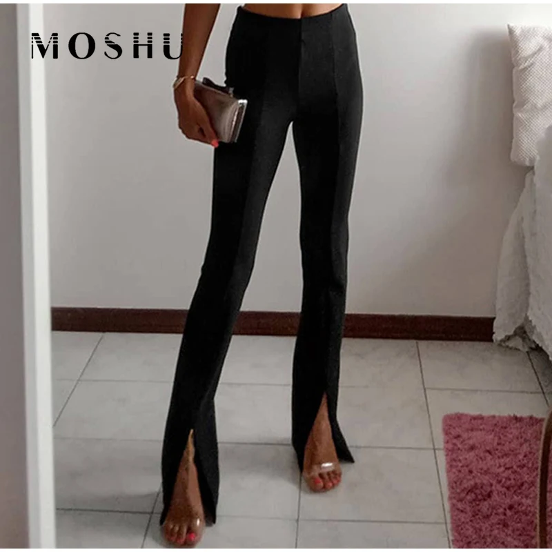

Slim Split Pants Women Spring Elastic Fashion High Waist Black Trousers Female 2021 New Summer Elegant Ladies Pants with Zipper