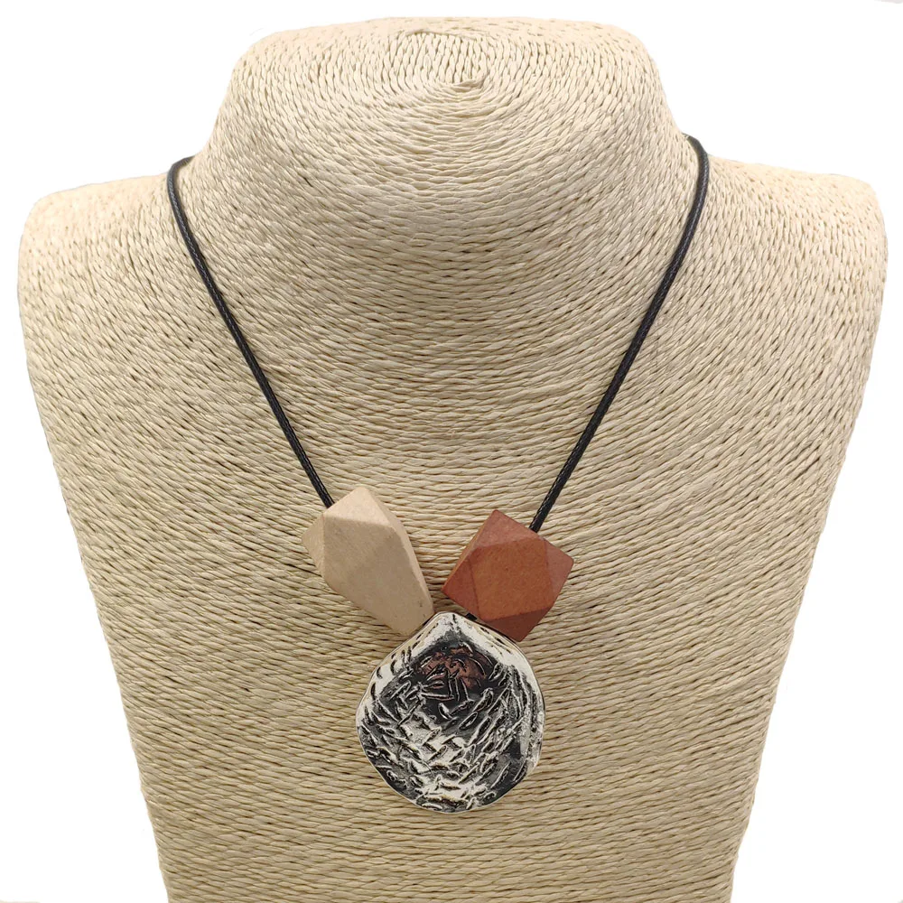 Лидер продаж длинное деревянное ожерелье с кулоном в этническом стиле