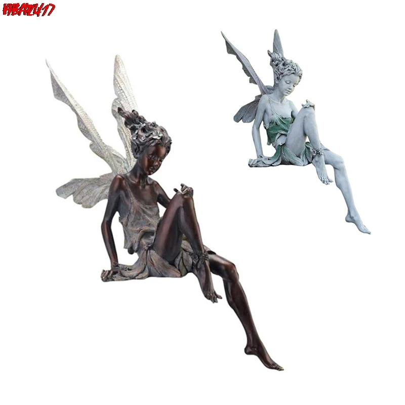 

Tudor And Turek Sitting Fairy Statue Garden Ornament Resin Craft Yard Decoratie Outdoor